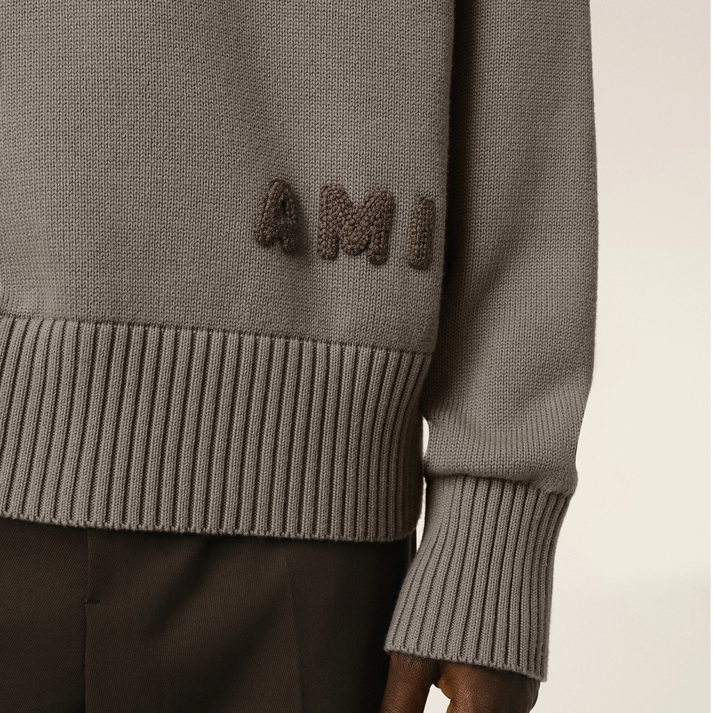 AMI Paris Logo Cotton-Blend Knit Jumper - M